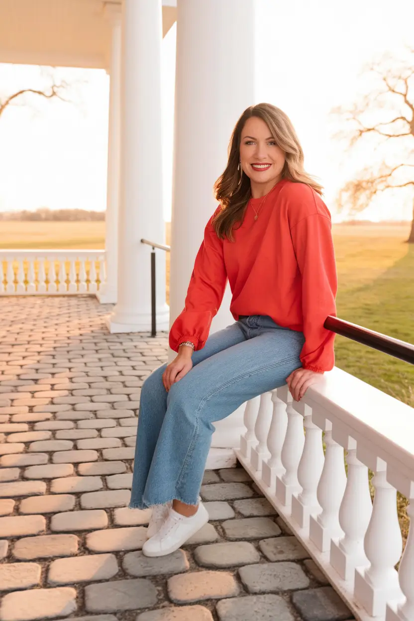 fall transition outfits jeans Relaxed Denim and Bold Simplicity