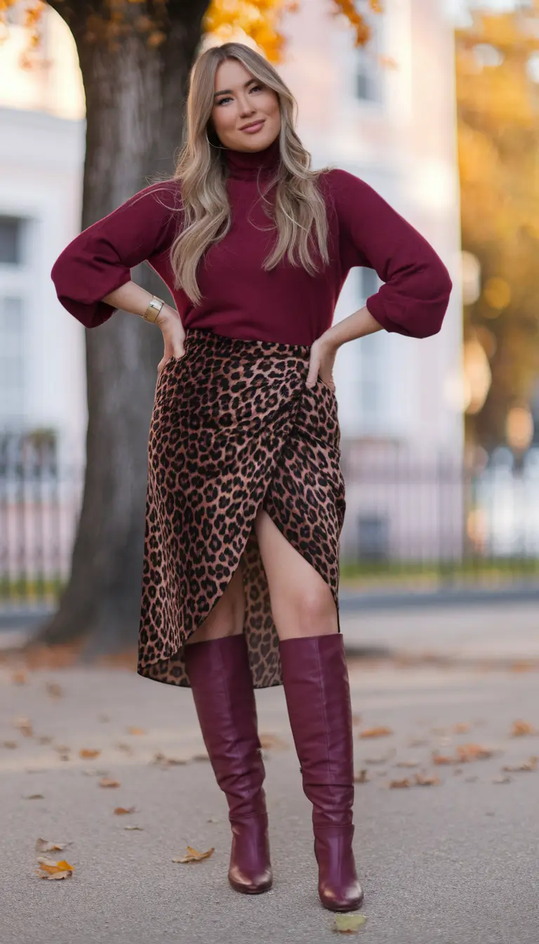 fall-transition-outfits-going-out-Animal-Print-and-Burgundy-Drama
