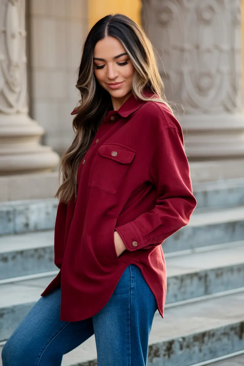 fall transition outfits jeans Button-Down Ease for Everyday Cool