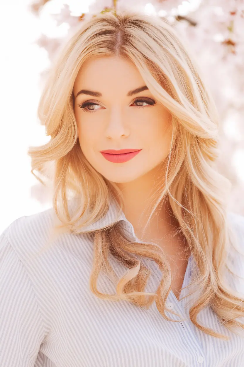 August Haircut Ideas 2025 Layered Blonde Curls with a Romantic Frame