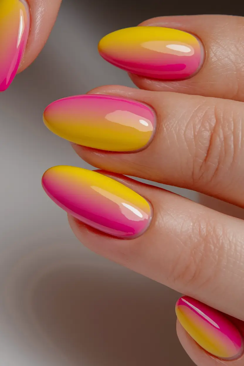 Almond Nails Made for Summer 2025 Sunset Smoothie Gradient