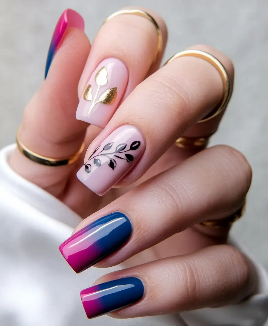 august nails designs acrylic square pink blue