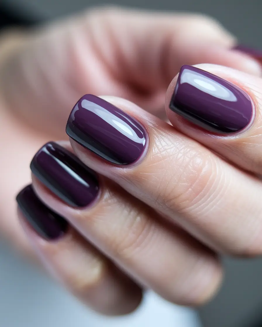 august nails color ideas 2025 Velvety Plum Power for Short Nails