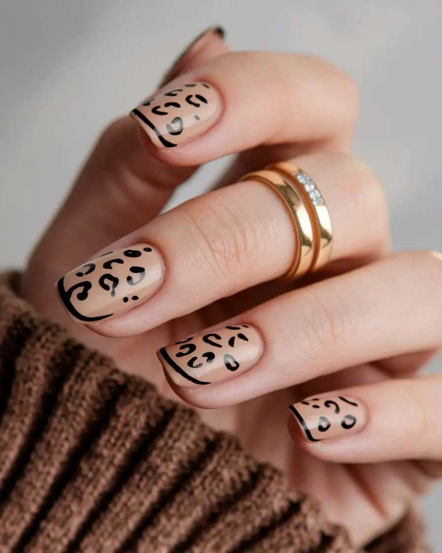 august nails color ideas 2025 Wild Chic: Leopard French with a Twist