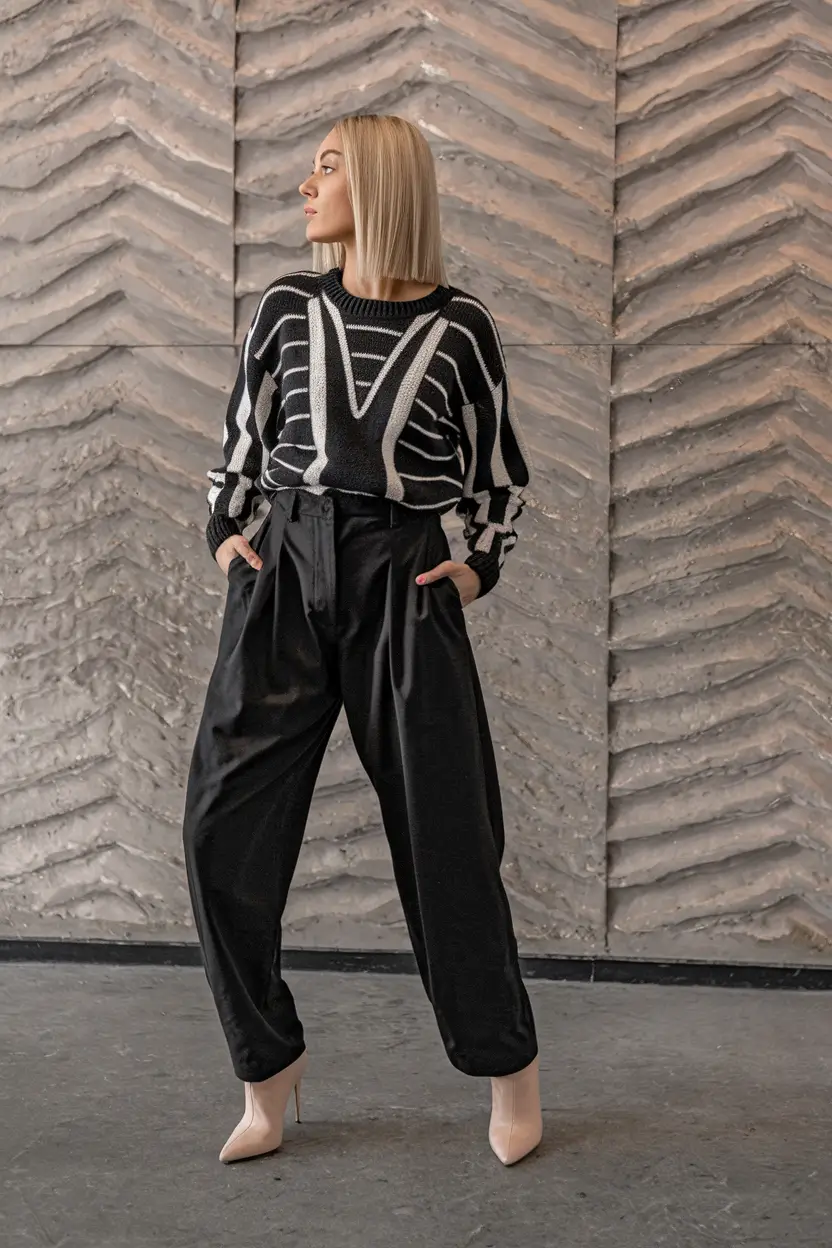 autumn outfits curvy Monochrome and Bold Lines