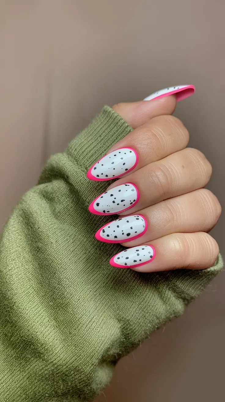 basic summer nails simple pink Dragonfruit-Inspired Neon Outline