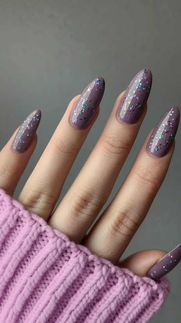 basic summer nails simple short Dusty Lavender Glitter Glow
