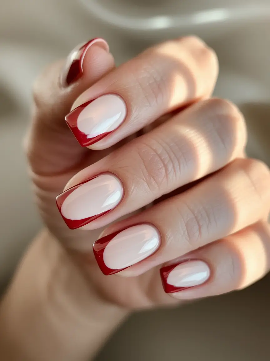 basic summer nails french tip Crisp Cherry-Tip French Redux