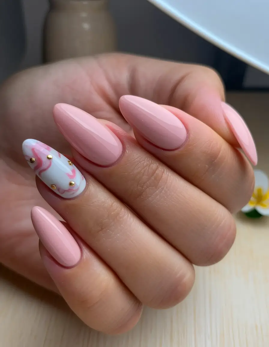 beach nails summer 2025 Whisper of Pink with a Sculpted Accent