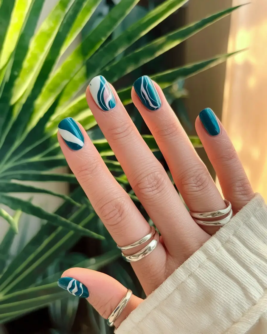 beach nails summer 2025 Ocean Currents in Motion