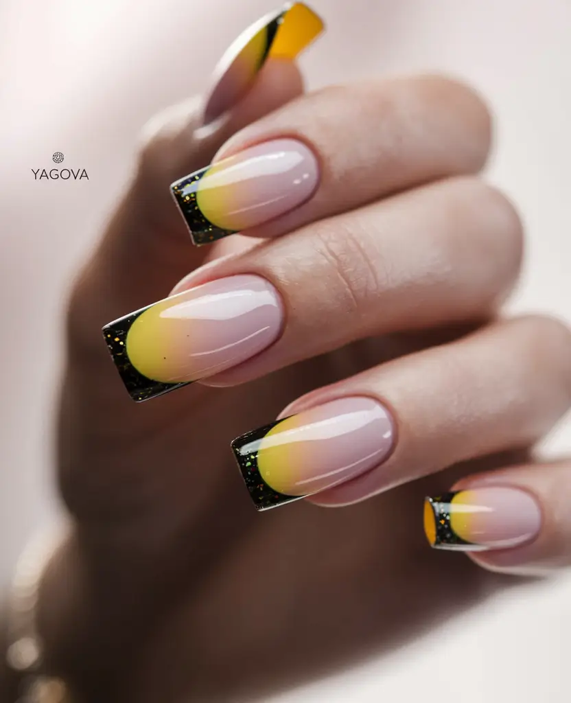 beach nails summer 2025 Sunset Fade with Cosmic Tips
