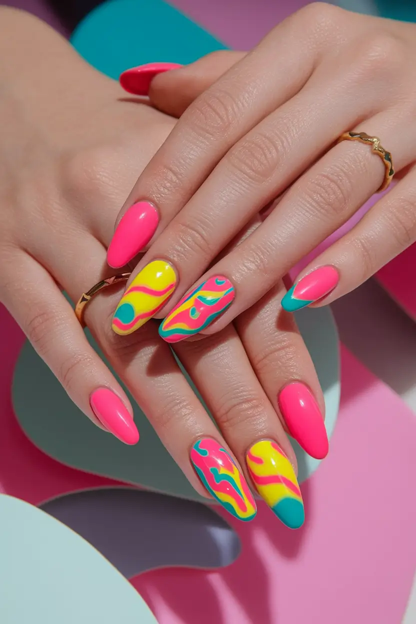 beach nails summer 2025 Tropical Swirl Party