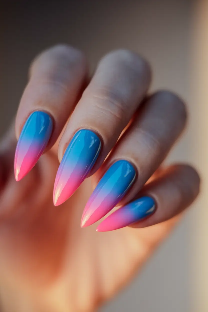 beach nails summer 2025 Bubblegum Sunset Fade