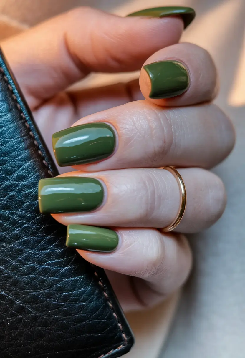 beach nails summer 2025 Olive Green Power Square
