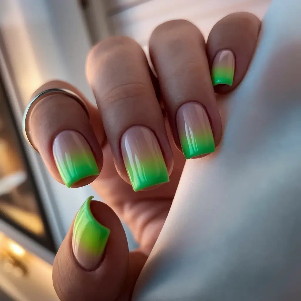 beach nails summer 2025 Lime Fade Frenchies