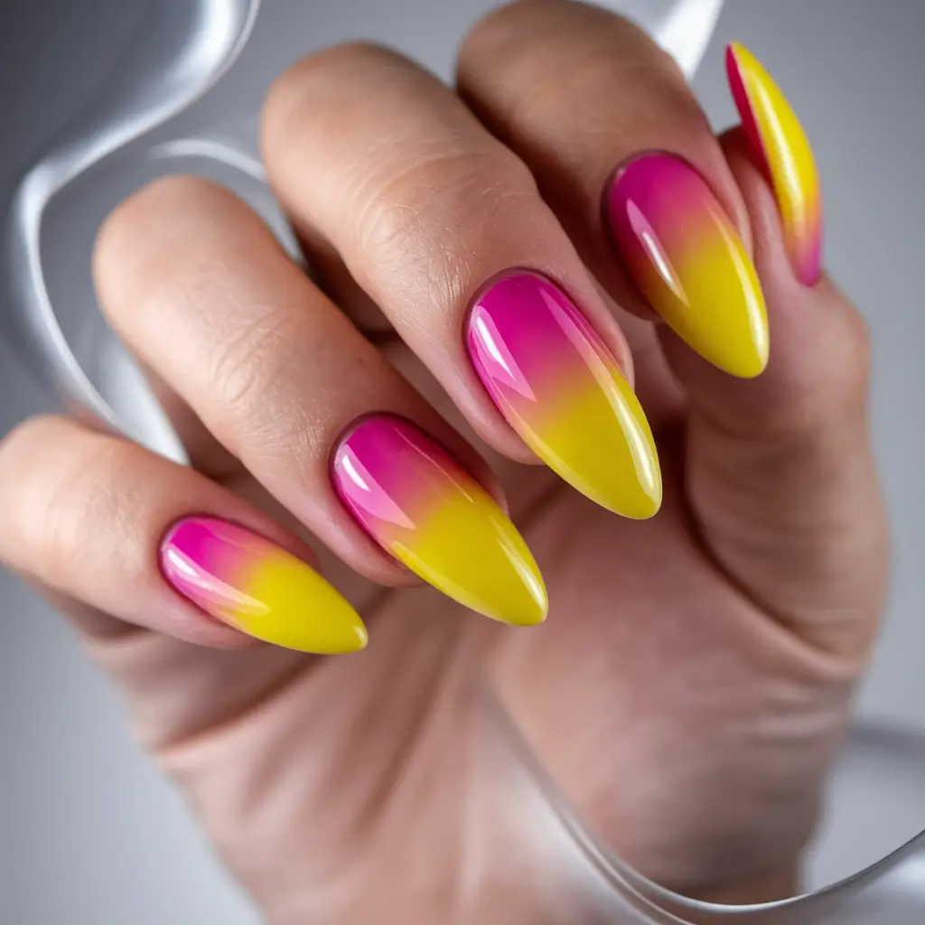 beach nails summer 2025 Electric Sunset Ombre