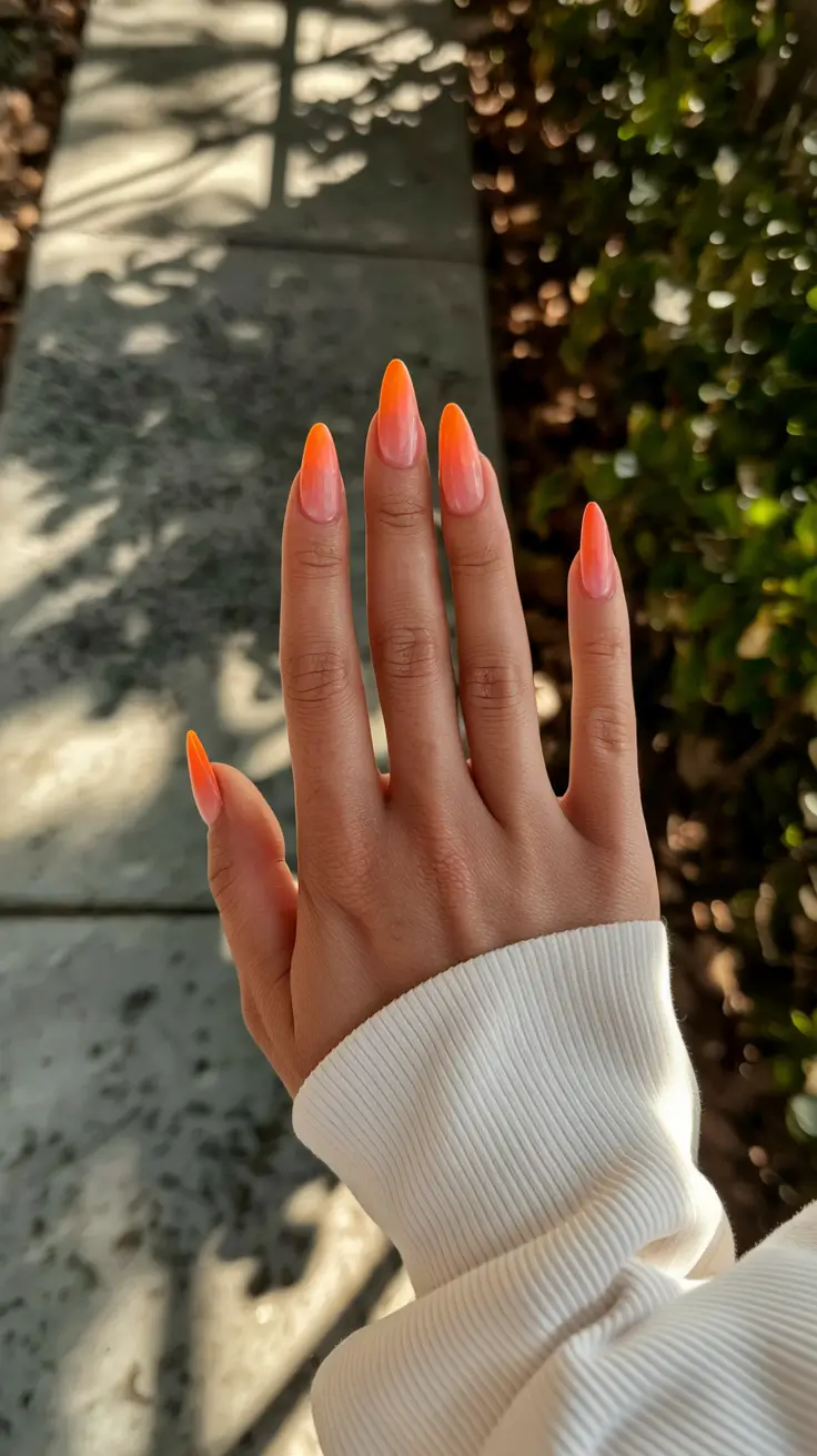 beach nails summer 2025 Soft Flame French with Neon Tips