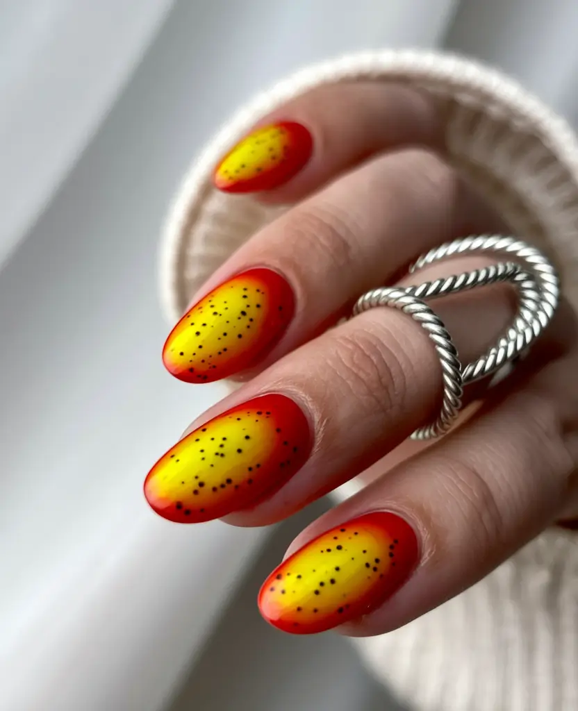 best july nail colors Dragonfruit Fade with Speckled Pop