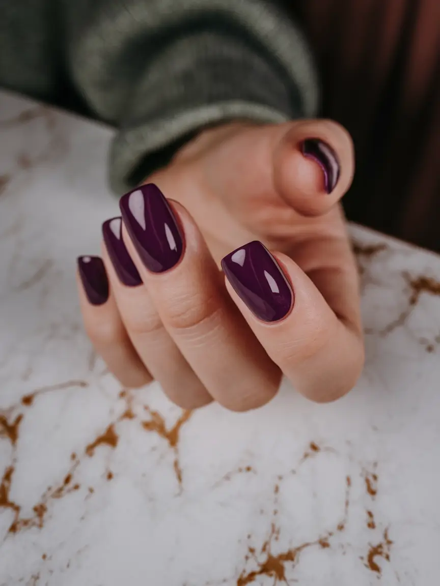 best july nail colors Deep Plum for Bold Simplicity