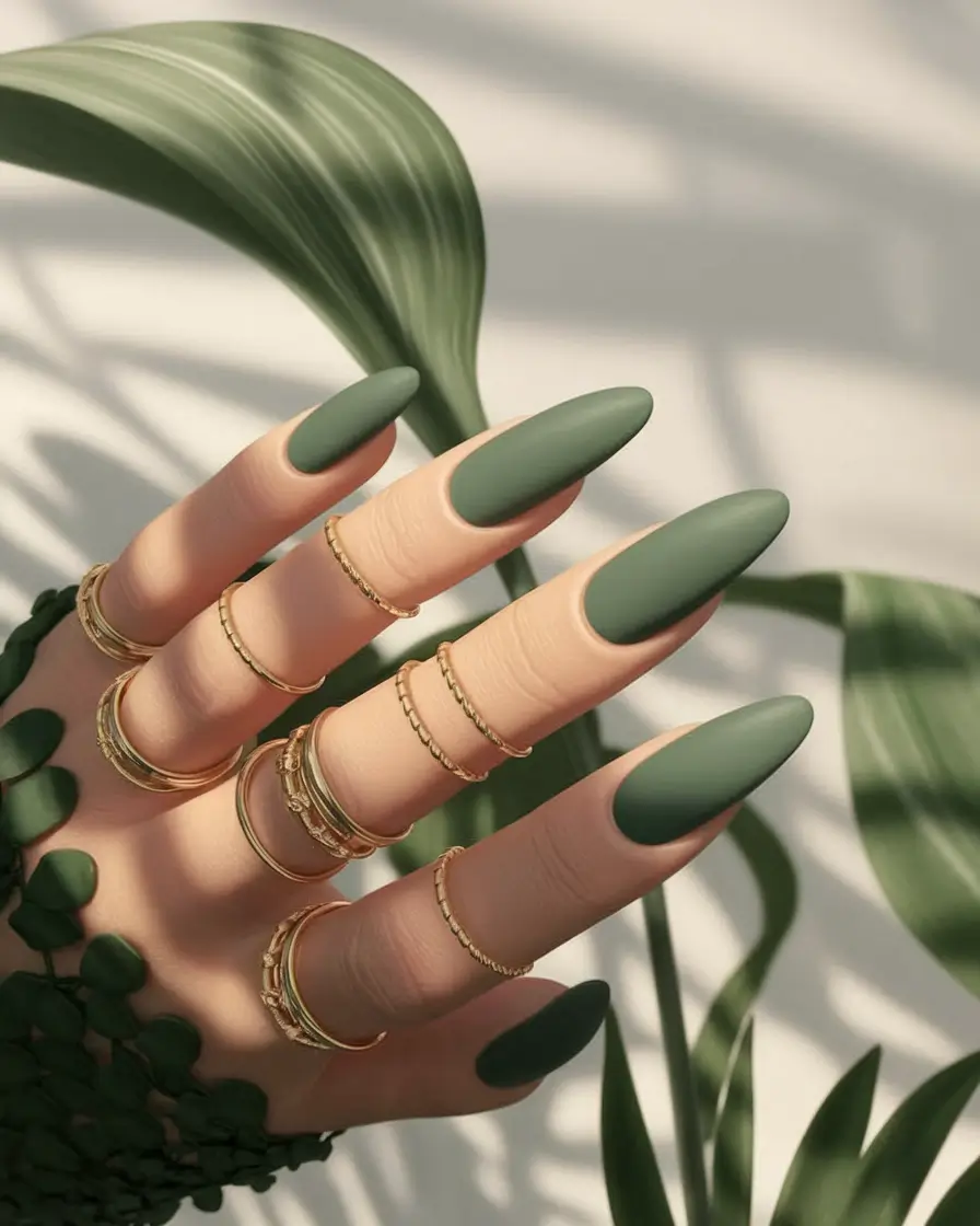 best july nail colors Olive Matte for Botanical Calm