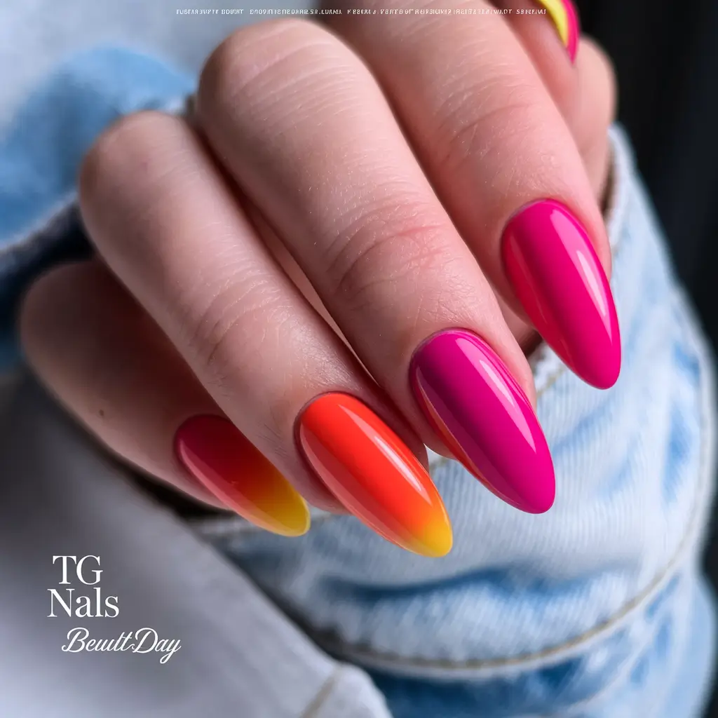 best july nail colors Tutti Frutti Sunset Ombre