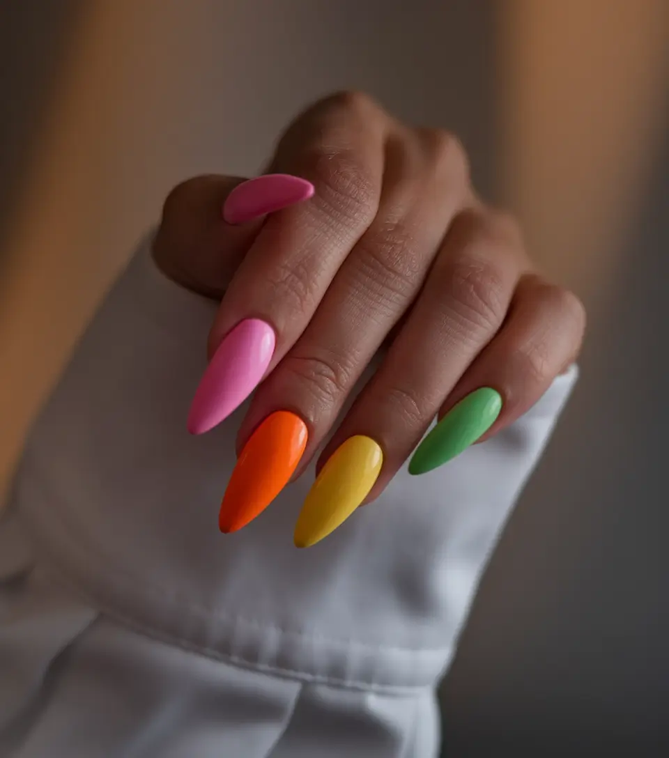 classy summer nails almond Playful Almond Candy Tips for the Bold Minimalist