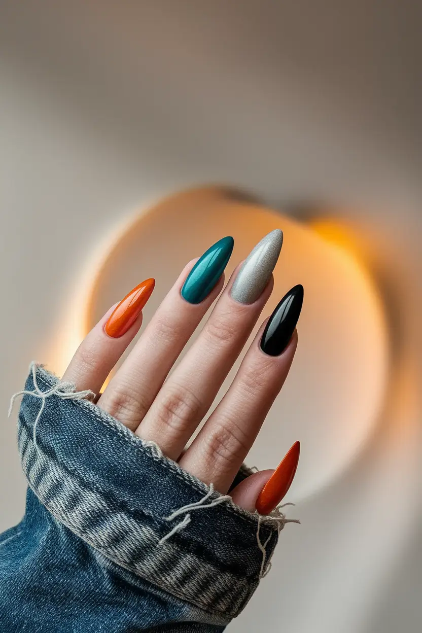 classy summer nails Chrome Dreams: Almond Nails With a Metallic Edge