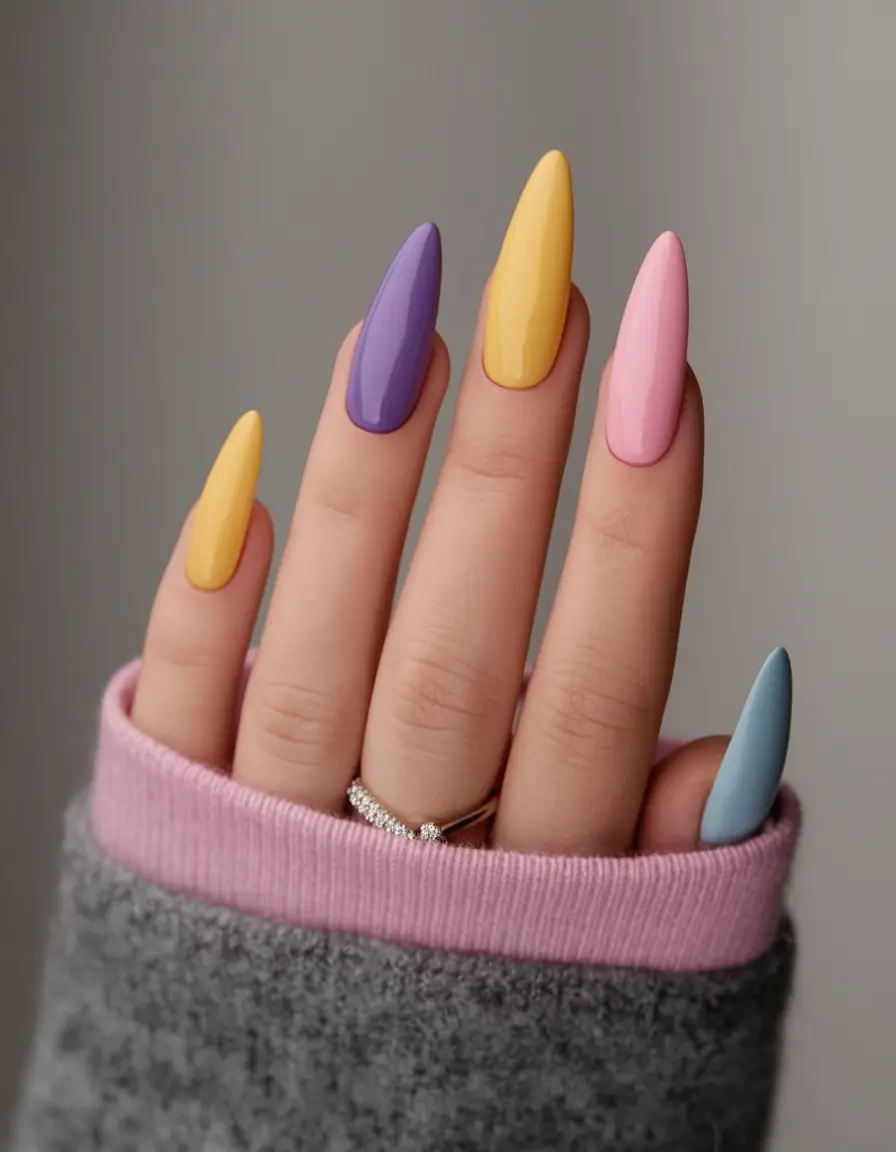 classy summer nails Pastel Power: Simple Almond in Summer’s Sweetest Shades