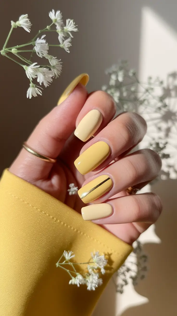 classy summer nails short Lemon Cream Square with a Touch of Minimalism