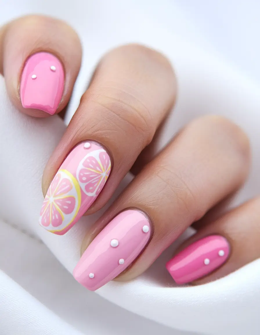classy summer nails Pink Lemonade Chic: Fresh and Simple Summer Vibes