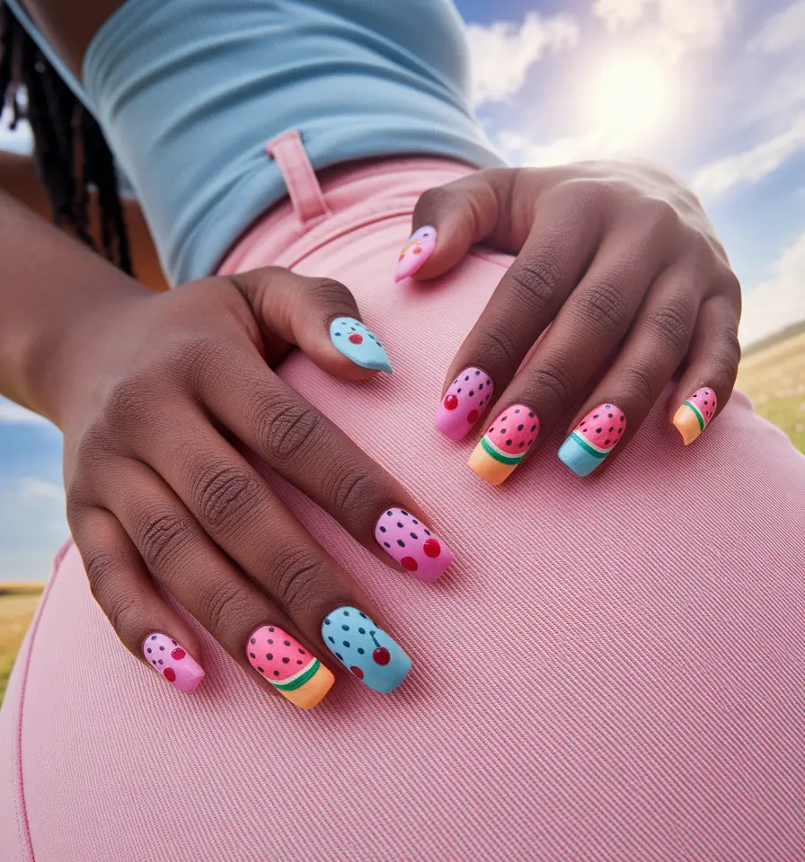 classy summer nails Watermelon Sugar: Cute Squoval Nails With Summer Pop