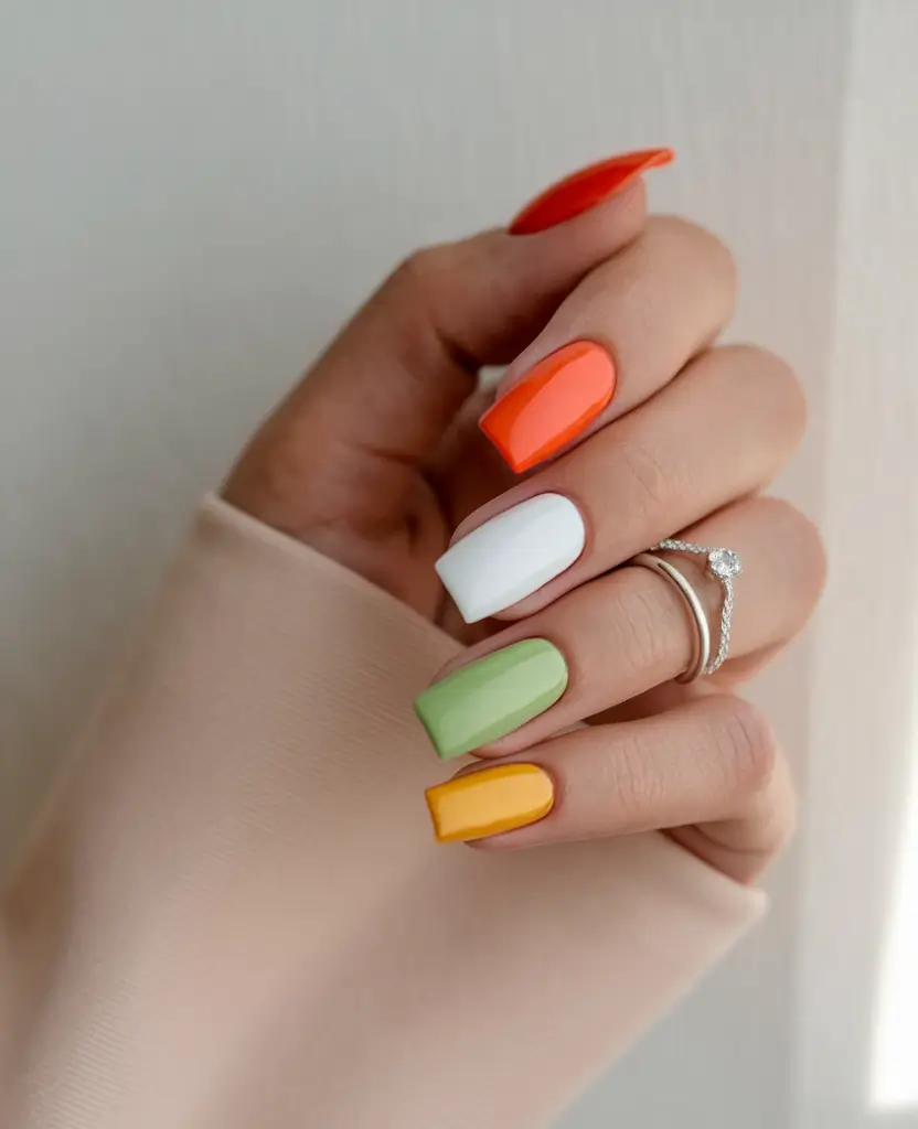 colorful summer nails simple Sunset Popsicle Palette