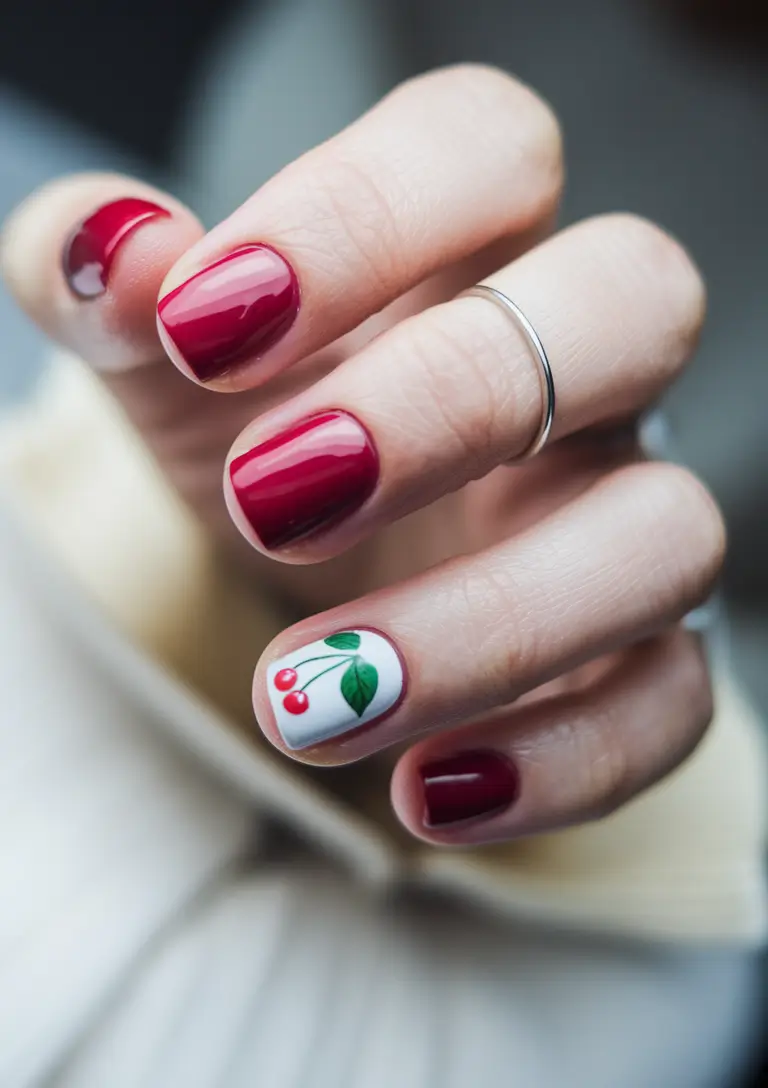 colorful summer nails short Cherry Pop Art Minimalism