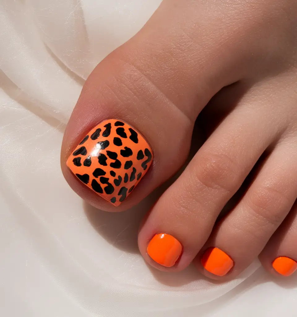 cute july toe nails Wild Tangerine Leopard