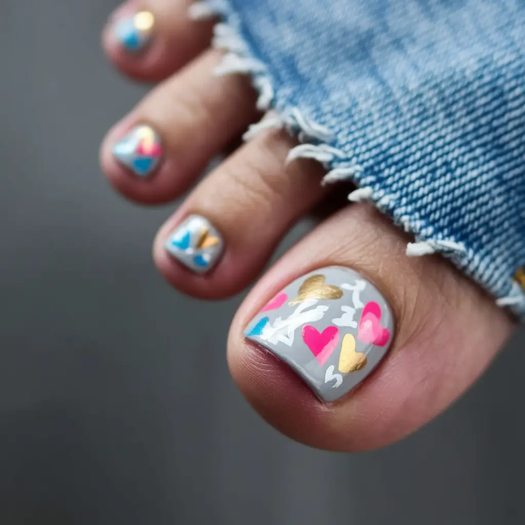 cute july toe nails Graffiti Hearts and Denim Energy