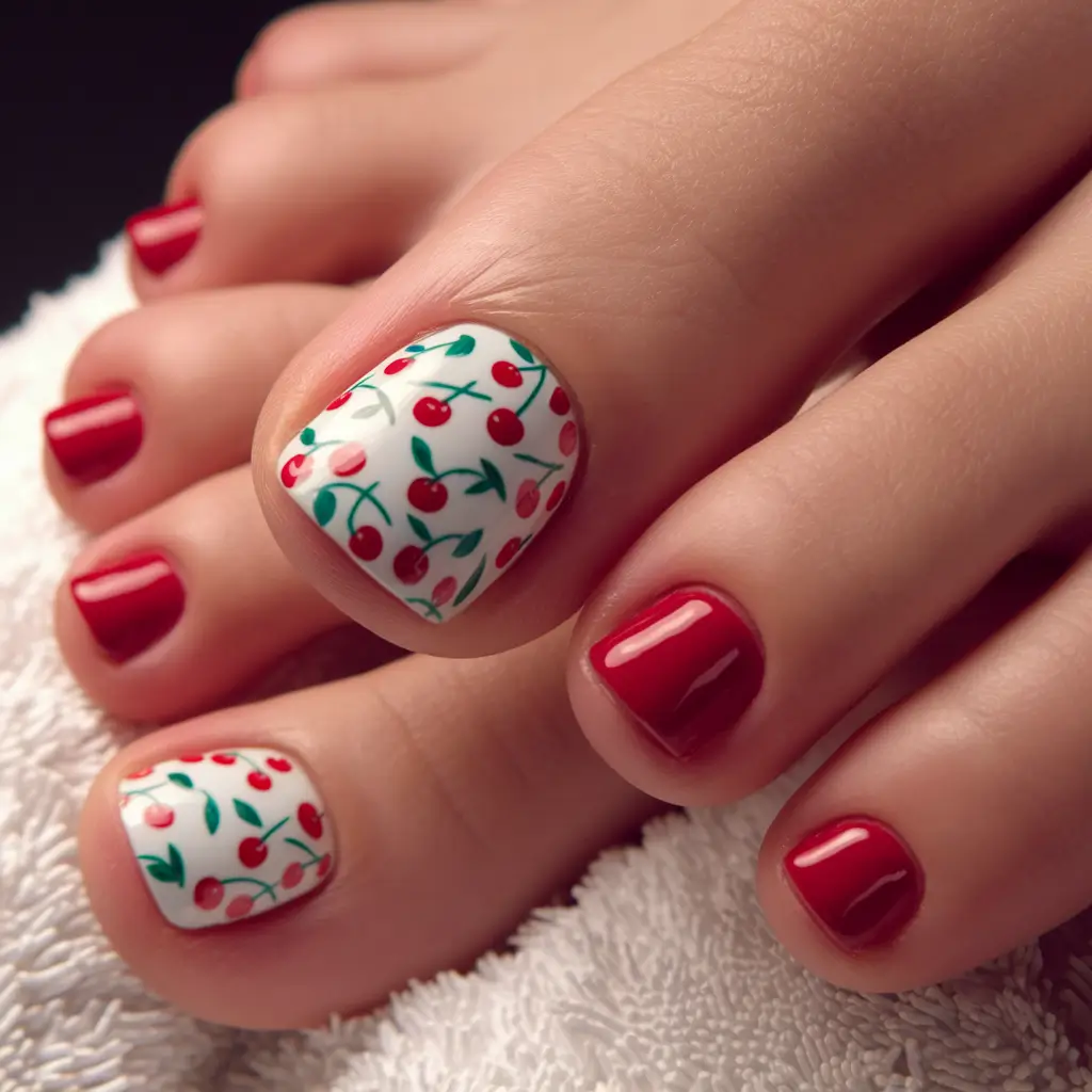 cute july toe nails Cherry Bomb Pop — But Make It Chic