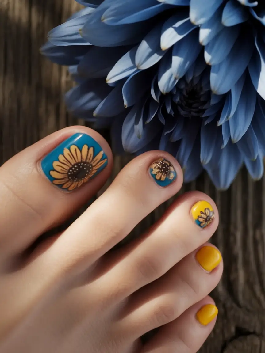 cute july toe nails Sunflower and Sky — For That Golden Hour Moment