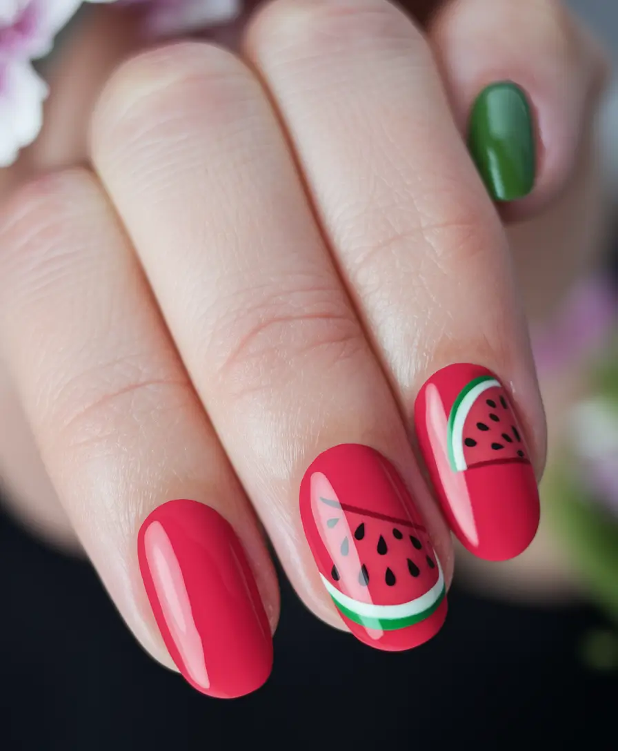 cute summer nail designs short Watermelon Sugar Cute
