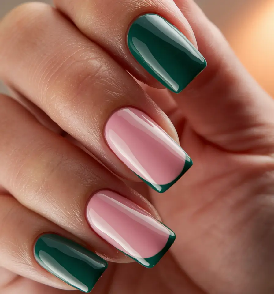 French tips Jungle French Tips with a Rosy Twist