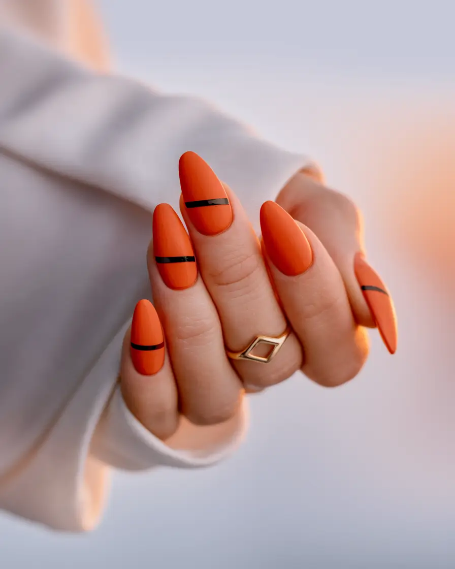 Cutest Summer Nails for 2025 Burnt Orange Drama with a Sharp Edge