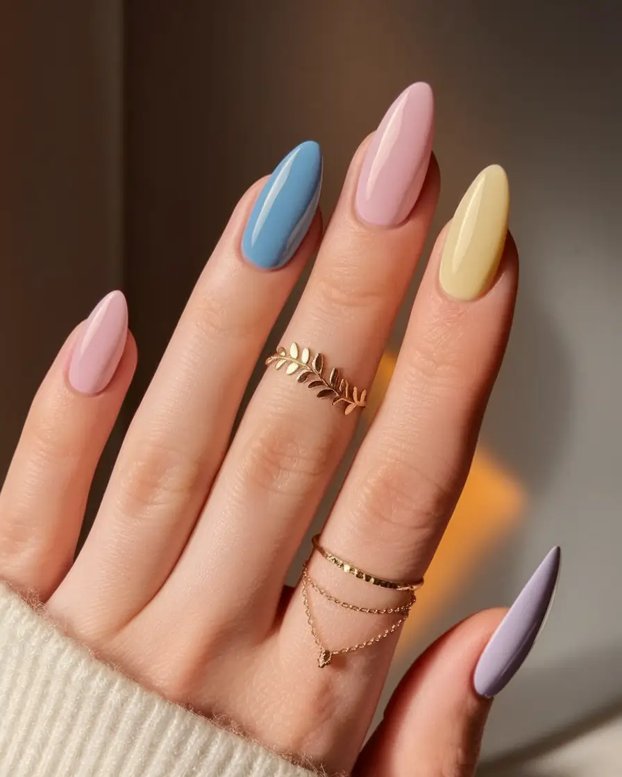 Cutest Summer Nails for 2025 Pastel Rainbow Almond