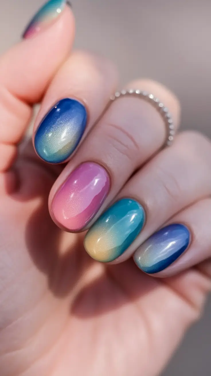 Cutest Summer Nails for 2025 Pastel Sunset Aura on Oval Tips