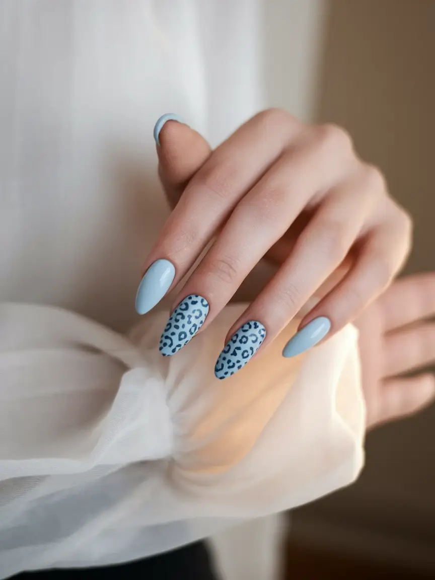 Cutest Summer Nails for 2025 Blue Leopard Twist