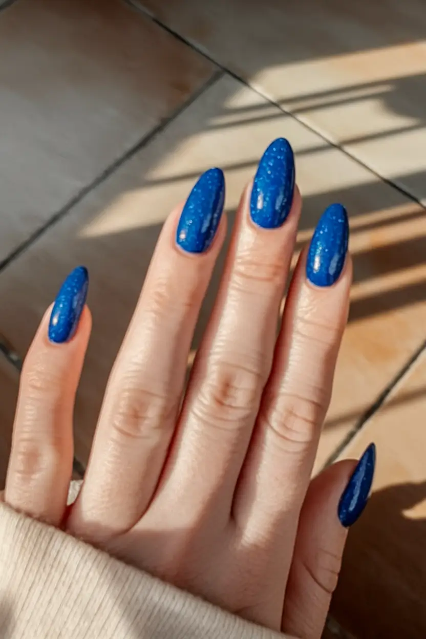 Cutest Summer Nails for 2025 Cosmic Blue Sparkle