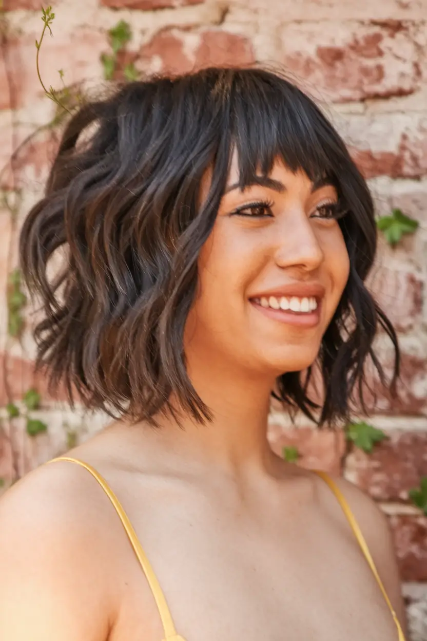 easy and cute fourth of july hairstyles+Choppy Bob with Micro Waves and Fringe