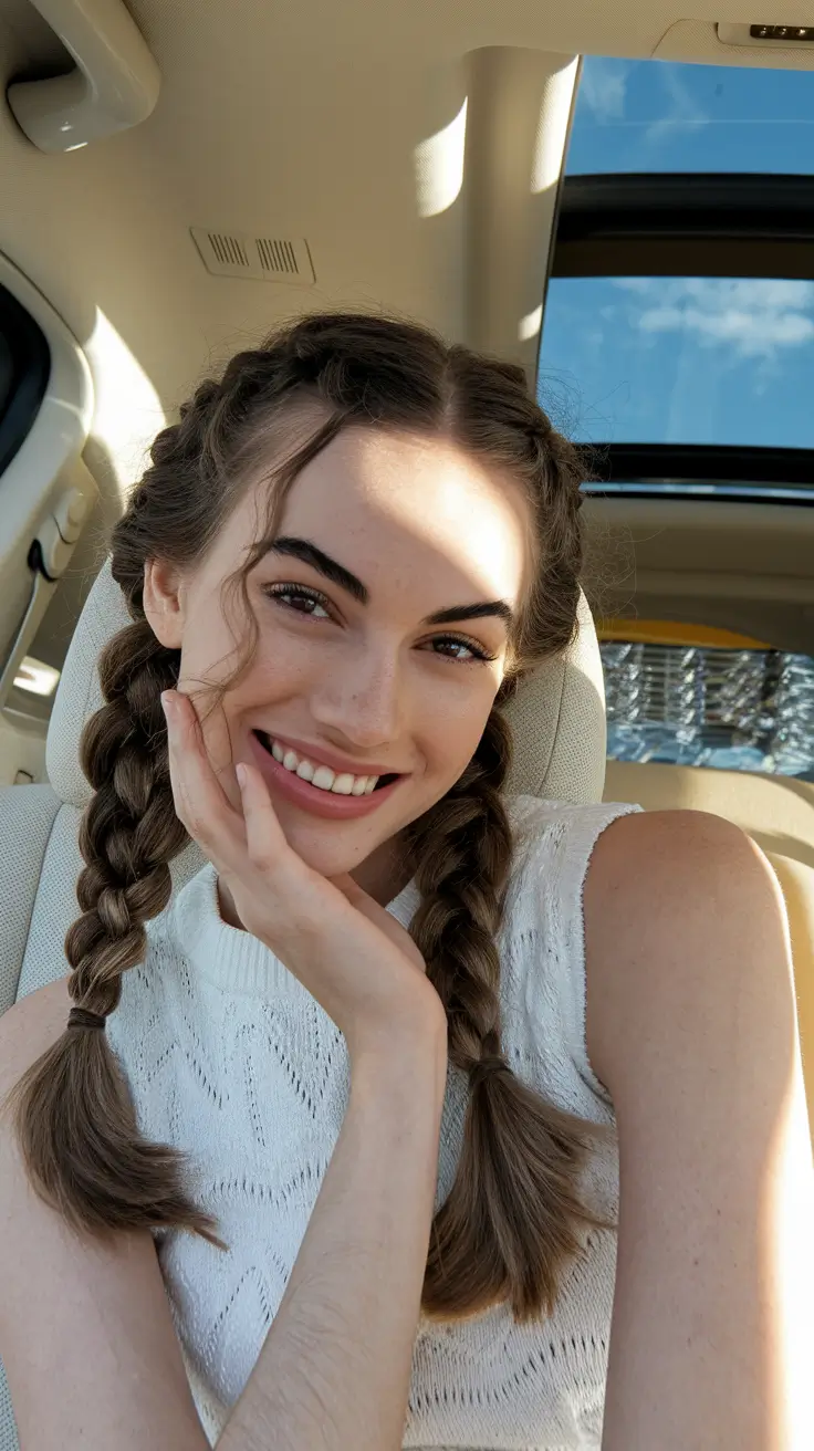 end of summer hairstyles Loose Braided Pigtails for a Sweet Exit to Summer