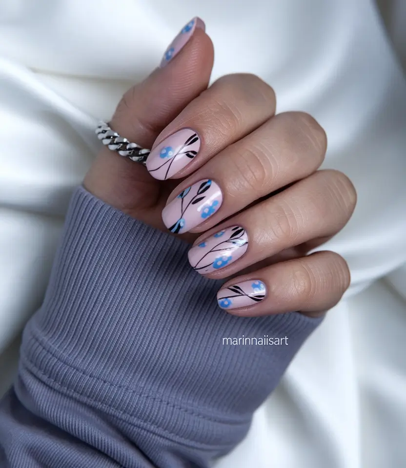 end of summer nails ideas simple Muted Petals on a Cloudy Canvas