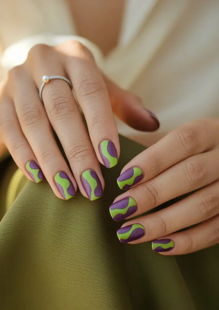 end of summer nails ideas simple Retro Lava Lamp Swirl