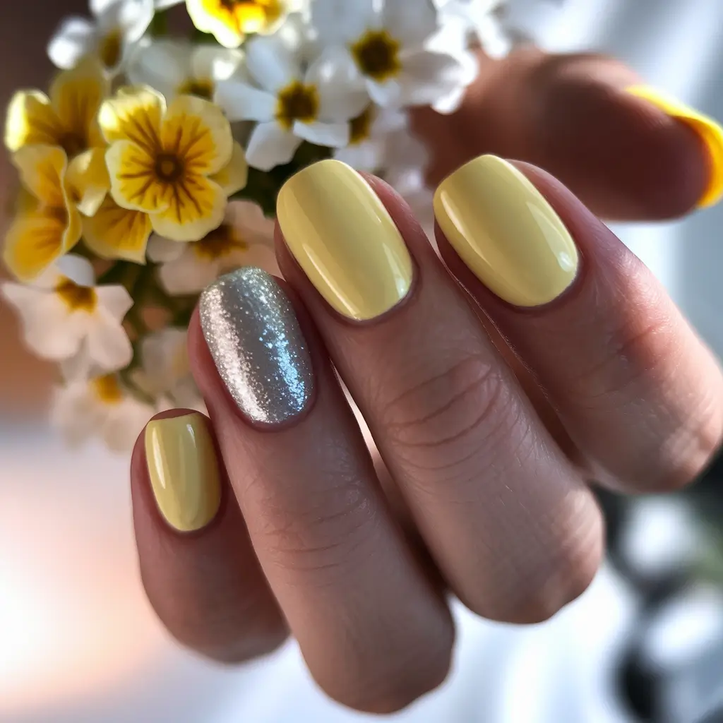 end of summer nails ideas short Pastel Glow with a Hint of Sparkle