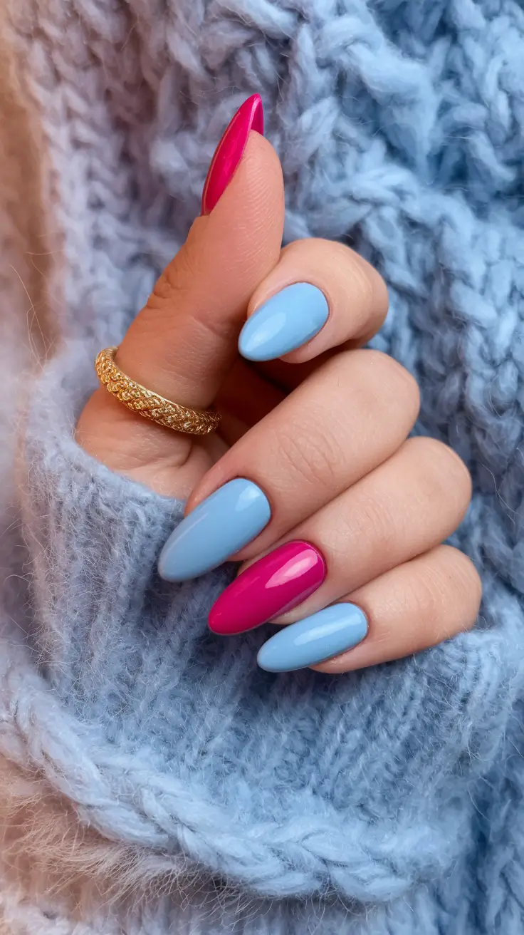 end of summer nails ideas pink Bubblegum Meets Baby Sky